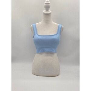 Women's Medium Light Blue Ribbed Sports Bra 101-643